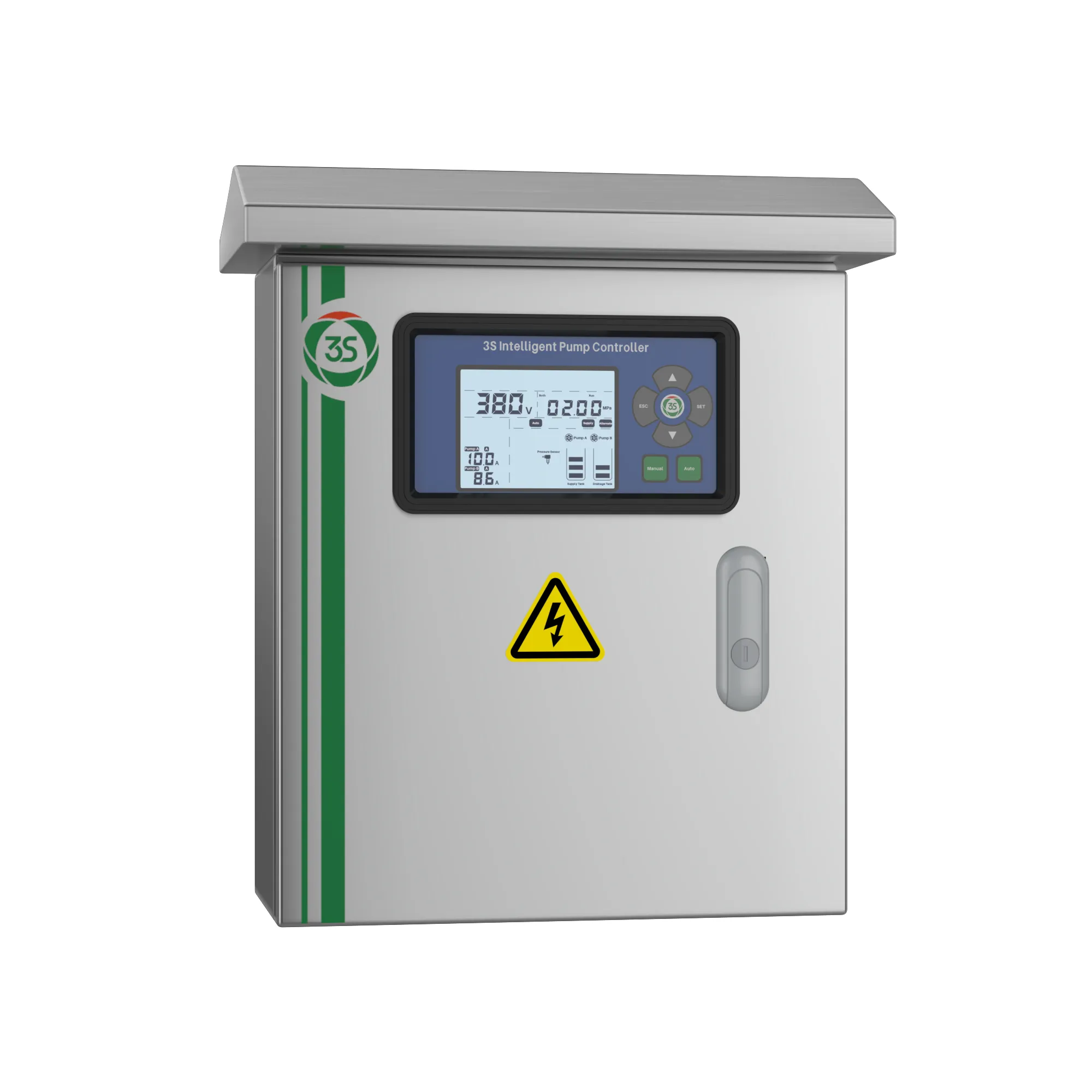 Sewage Treatment Pump Controller,Aquaculture Oxygen Pump Starter,Duplex Pump Control Panel,Stainless Steel Weatherproof Pump Controller