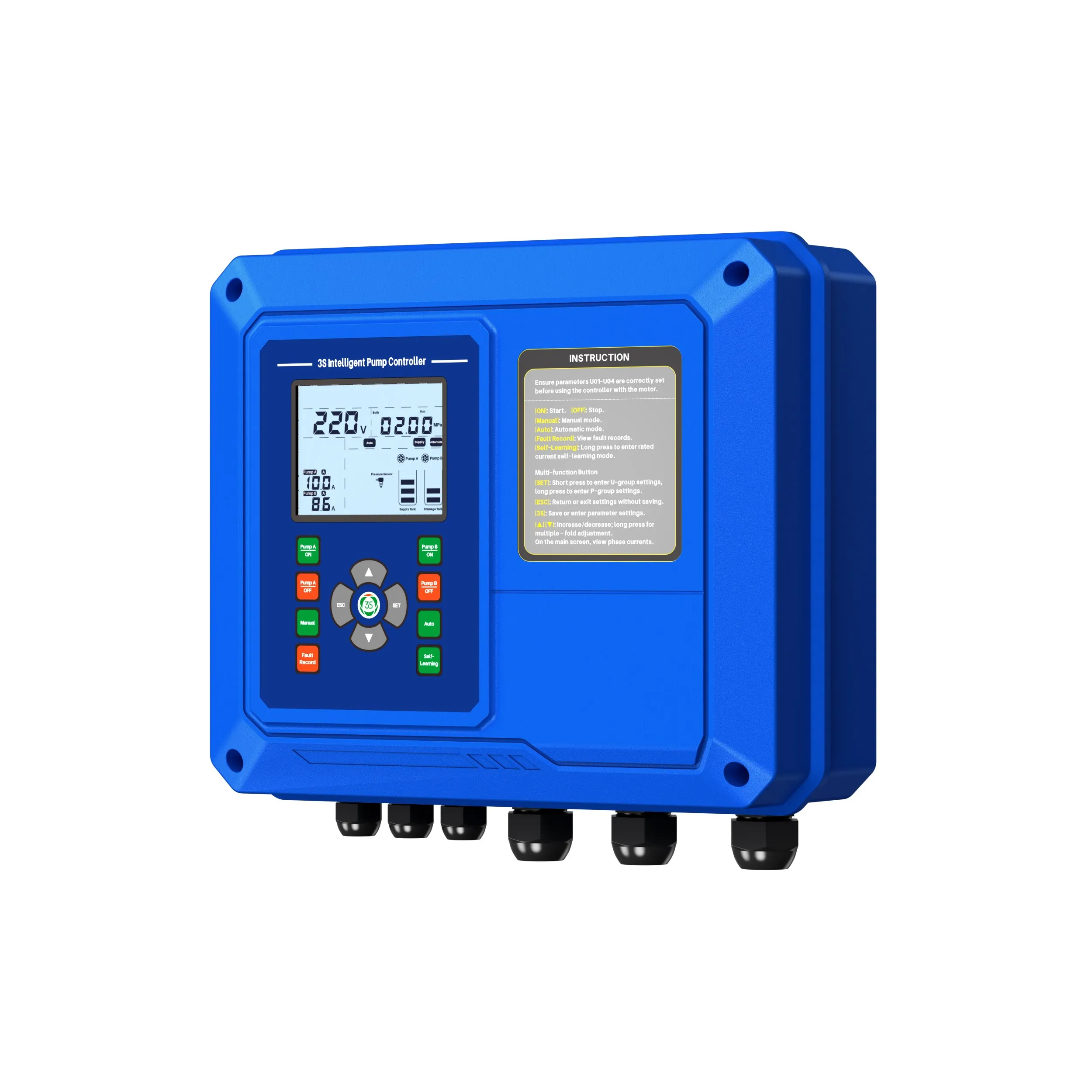 Single Phase Pump Control Box,Duplex Pump Controller,Modbus Water Pump Control,ABS IP65 Control Panel